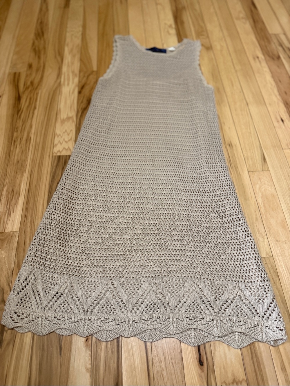 Blue Rain Crochet Knit Sleeveless V-Neck Sweater Dress Size M